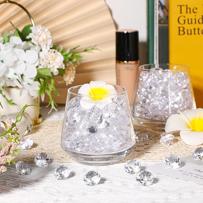400 Pcs 0.8 Inch 20mm Clear Fake Diamonds Wedding Table Diamond Decor Scattering Crystal Diamonds for Decoration Vase Filler Jewelry for Wedding Anniversary Engagement Bridal Shower Party Decors