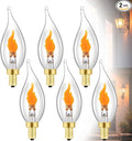 Stereover E12 LED Flickering Flame Decoration Light Bulbs, Stereover Flicker Bulb, E12 Flickering Flame Light Bulbs - Realistic Blaze Effect, Perfect Ambiance for Halloween, Christmas (6 Pack)