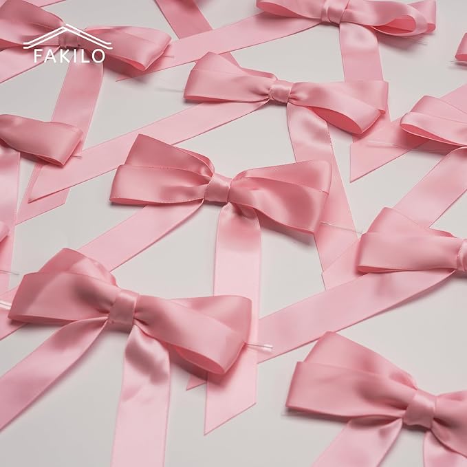 Pink Bows for Gift Wrapping, 5'' X 7'' Satin Gift Bows for Birthday, Wedding, Party, 30 Pcs