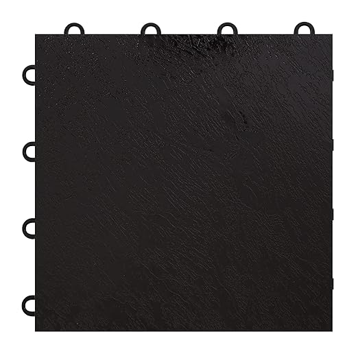 IncStores 3/8" Thick Snap Together Dance Flooring Tiles | 12”x12” Printed Vinyl Dance Floor Tiles for Practice & Performance | Black | 20 Tile Pack
