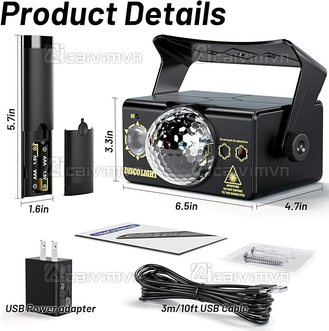 Party Lights Disco Ball Light Dj Disco Lights LED Stage Strobe Lights Projector Sound Activated with Remote Control for Parties Club Bar Holiday Christmas Dance Gift Birthday Wedding Home Décor