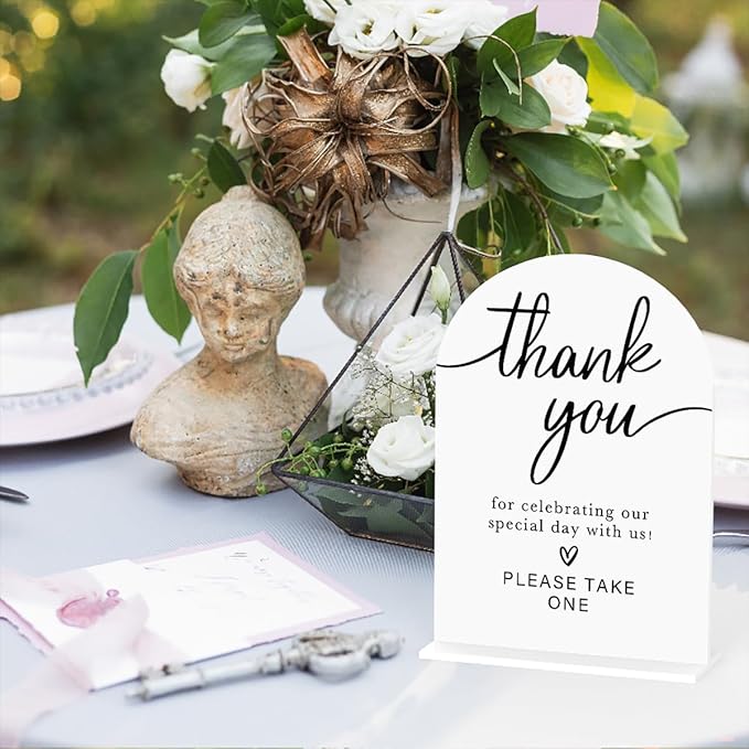 Acrylic Wedding Sign Thank You Sign for Wedding Wedding Signs for Ceremony Modern Calligraphy Arch Acrylic Table Top Sign for Wedding Reception and Event Party Table(white）