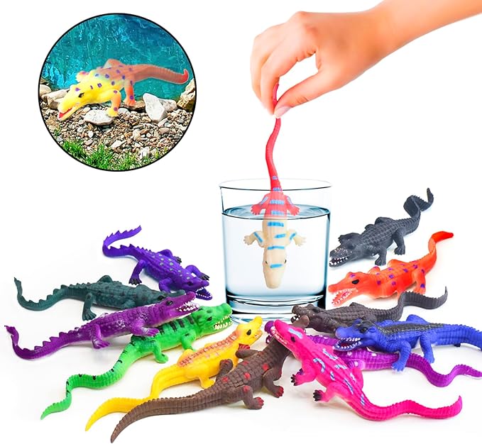 10 Pcs Alligator Animal Figure Bath Toys, Color Changing Crocodile Toy, for Kids 3 Years and up, for Themed Parties, Cake Topper, Kids Easter Basket, Stress Relief Adults