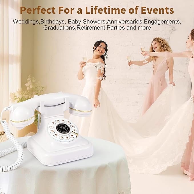 Audio Guest Book Wedding Phone, Audio Guest Book Record Customized Audio Messages Guest Book Alternatives Classic Retro Phone for Parties Birthdays Rentals Confessions Special Occasions