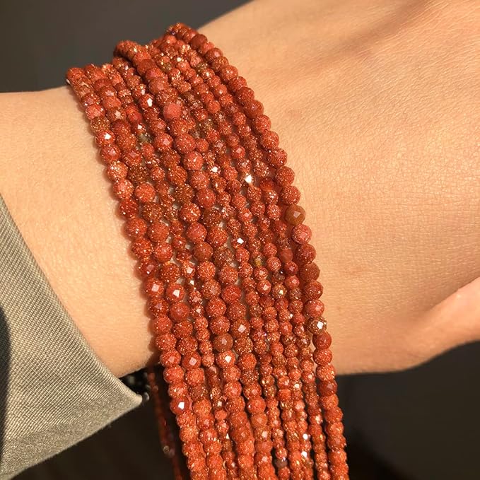 Song Xi 90pcs 4mm Natural Golden Sandstone Gemstone Beads Faceted Round Loose Stone Beads for Jewelry Making