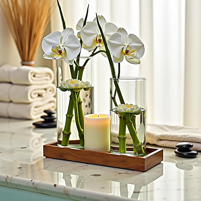 4 Clear Glass Cylinder Vases for Centerpieces - Different Sizes Floating Candle Vases Holder -4", 6", 8",10" Hight Perfect for Weddings and Events