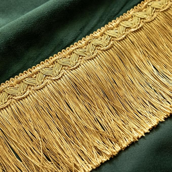 F-CHU Luxury Green Tablecloth Thickset Velvet Tablecloth with Beautiful Gold Tassels Table Cloth for Home Decor Wedding, Party, Banquet and Events 60x86-Inch