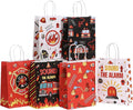 piqiya Fire Truck Party Favor Bags,24pcs Firetruck Gift Treat Goodie Bag for Fire Safety Awareness Events,Firefighter Candy Treat Paper Bag, Gift Bags for Fireman Birthday Party Rescue