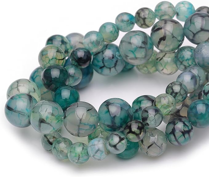 6mm Natural Stone Beads for Jewelry Making,Dragon Vein Agate Polished Smooth Round Gemstone Beads for Bracelet Necklace 15 Inch