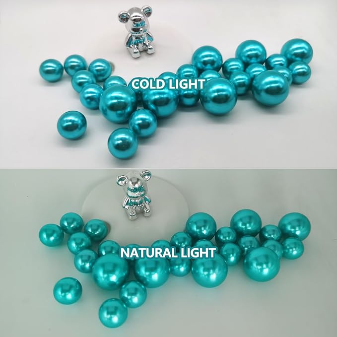 100PCS Lake Green Faux Pearls Beads for Centerpiece Vases, Vase Filler Faux Pearls, No Holes Filler Beads for Party Anniversary Birthday Wedding Table Decor, 14/20/30mm