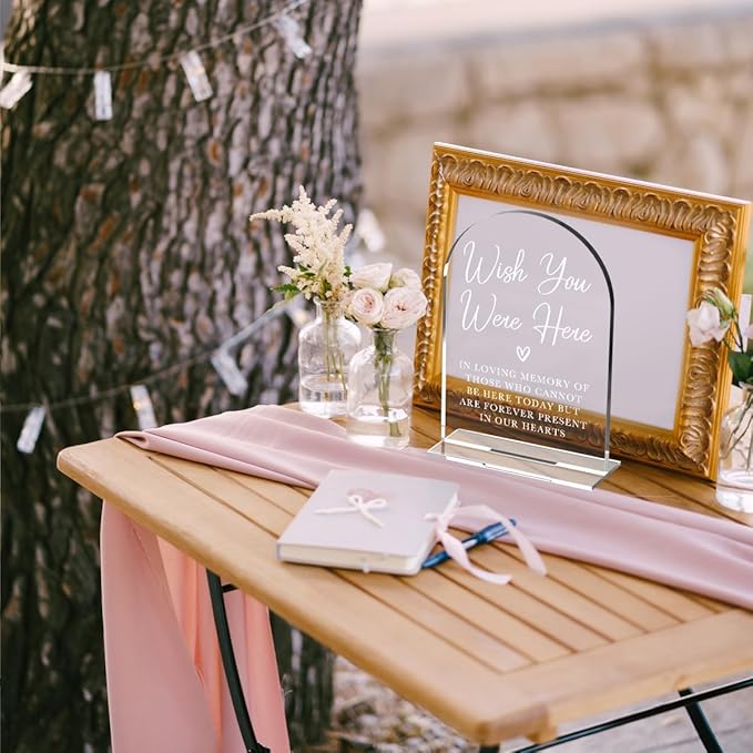 Acrylic Wedding Sign Wedding Signs for Ceremony Wish You Were Here Sign for Wedding Modern Calligraphy Arch Acrylic Table Top Sign for Wedding Reception and Event Party Table