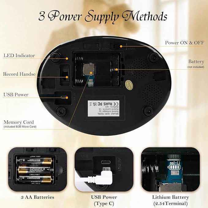 Audio Guest Book Wedding Phone,Audio Guestbook Phone Vintage Style Audio Message Voicemail for Graduation Retirement Party Birthdays Baby Shower Special Occasions (Black)