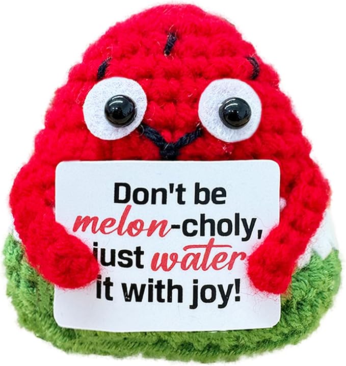 Emotional Support Crochet Watermelon,Lovely Gift for Friends,Mom,Dad,Grandpa,Grandma,Colleagues,Classmates,Graduation Gift,Home Office Decoration
