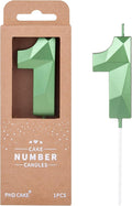 PHD CAKE 2.76 Inch Crystal Green 1 Number Cake Candle, Numeral Birthday Candles, Green Number Candles, Party Celebration