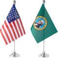 ZXvZYT 2 Pack American US Washington flag USA Washington WA State table flag,Small Mini United States Desk Flags With Stand Base,for U.S. States Party Events Celebration Decorations Supplies