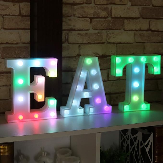 Pooqla Colorful LED Marquee Letter Lights with Remote – Light Up Marquee Signs – Party Bar Letters with Lights Decorations for The Home - Multicolor B