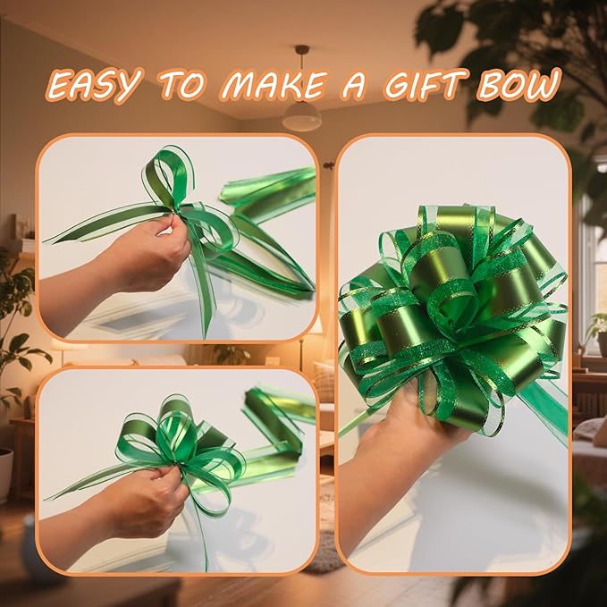 6 Pcs 6 Inch Golden Pull Bows, Perfect for Gift Wrapping, Weddings, Party Decorations, Crafts Easy-to-Use Pull Bows for Gifts and Events