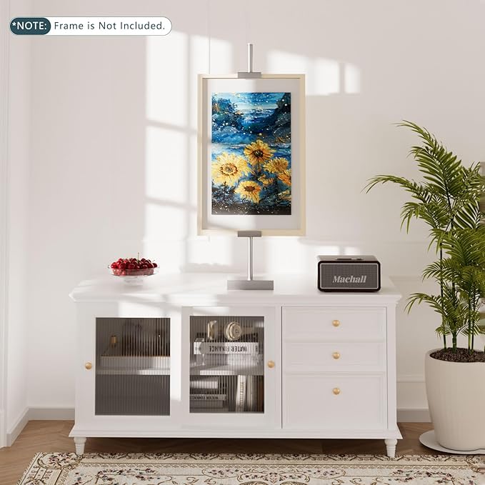 Tabletop Picture Frame Stand, Adjustable for Frames Up to 29" H, Frame Holder Stand Table Easels for Display, Metal Standing Easel Display Stand for Picture Frames, Artwork, Canvas (Silver)