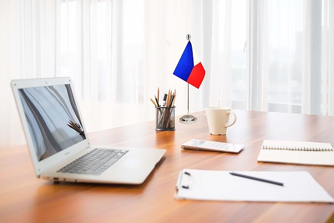 Philippines Filipino Deluxe Desk Flag Set Small Mini Miniature Philippines Filipino Table Desktop Flags,Festival Events Celebration,Office Decoration-2 Pack