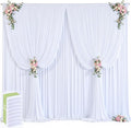 40ft x 12ft White Backdrop Curtains Wrinkle Free Backdrop Curtain for Wedding Parties White Fabric Backdrops Drapes Back Drop Cloth Bridal Shower Stage Curtains Wedding Decorations for Reception