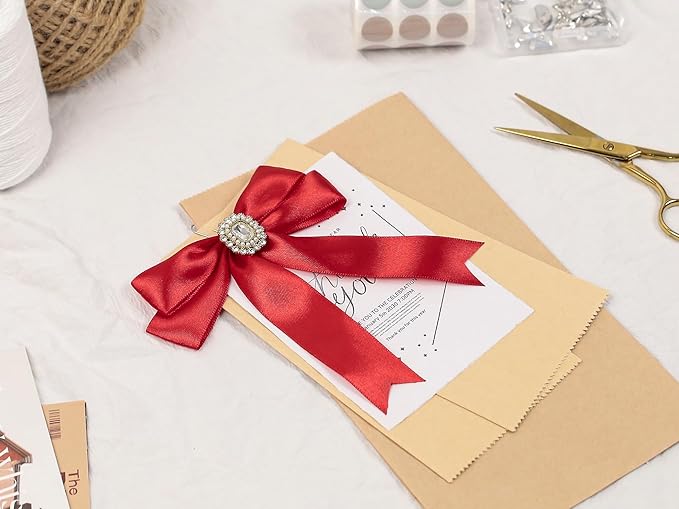Red Satin Ribbon 1 inch X Continuous 25 Yards, Single Face Polyester Ribbon Perfect for Gift Wrapping, Flower Bouquet, Wedding Decor, Crafts, Bow Making, Sewing and More