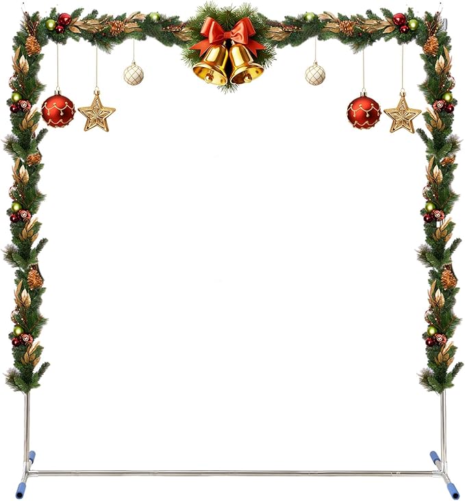 7*5FT Metal Backdrop Stand Kit, Heavy Duty Rustproof Wedding Arch for Indoor/Outdoor, Wide Base for Party/Christmas/Birthday Decorations (Silver)