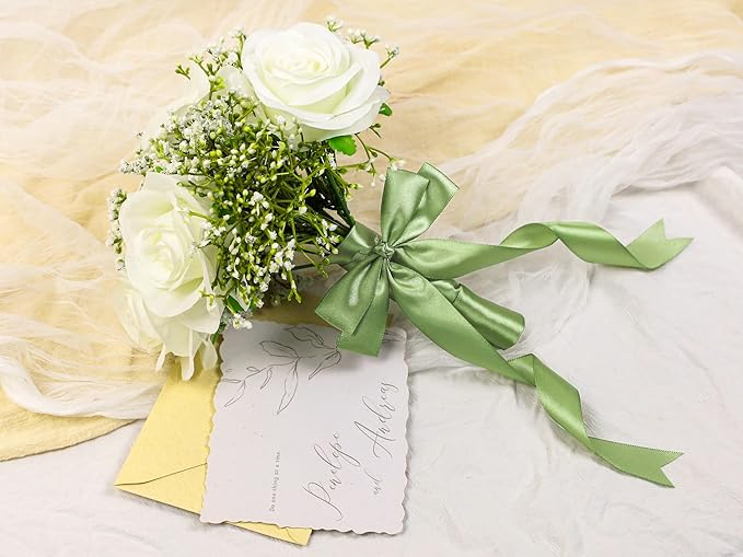 Sage Green Satin Ribbon 1 inch X Continuous 25 Yards, Single Face Polyester Ribbon Perfect for Gift Wrapping, Flower Bouquet, Wedding Decor, Crafts, Bow Making, Sewing and More