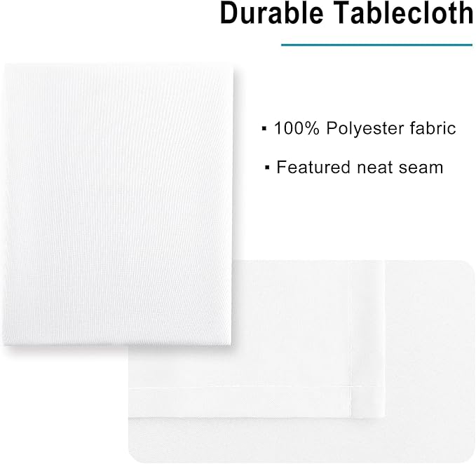 Hiasan White Tablecloth for Rectangle Tables - Waterproof and Spillproof Washable Fabric Table Cloth for Dining Room Kitchen Party, 60 x 120 Inch