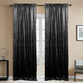 Black Sequin Photography Backdrop Curtains 2FTx8FT 2 Panels Sparkly Background Drapes for Parties