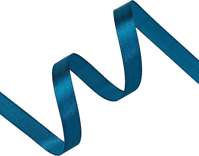 Turquoise Satin Ribbon 3/8 inch X Continuous 50 Yards, Single Face Polyester Ribbon Perfect for Gift Wrapping, Flower Bouquet, Wedding Decor, Crafts, Bow Making, Sewing and More