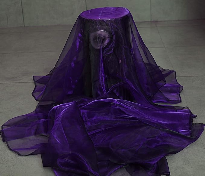 VDS Purple Organza Fabric, 10 Yards Continuous, 45” Wide, Wedding Party Decoration Iridescent Crystal Sheer Shiny Organza Tulle Bridal Dress DIY Crafts Costume Sewing Backdrop Arch Cloth