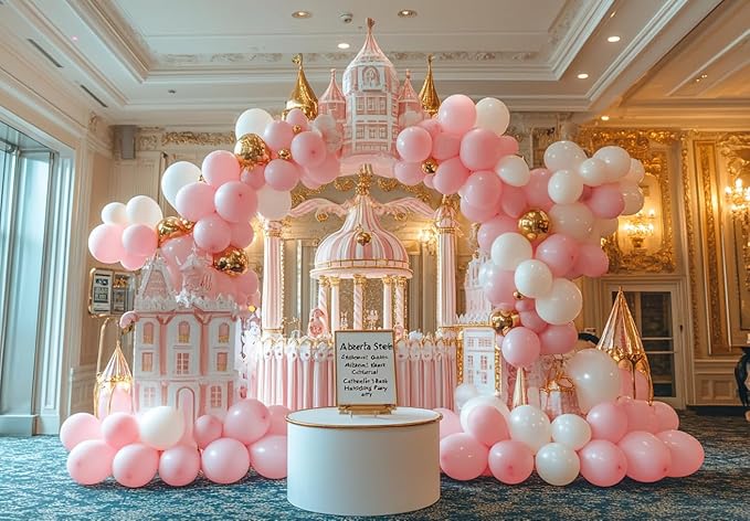 Bezente Pastel Pink Latex Party Balloons - 100 Pack 12 inch Round Helium Light Pink Bridal Pink Balloons for Wedding Bridal Shower Gender Reveal Birthday Party Decoration