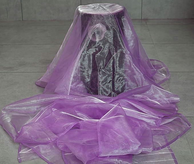 VDS Light Purple Organza Fabric, 45 Yards Continuous, 45” Wide, Wedding Party Decoration Iridescent Crystal Sheer Shiny Organza Tulle Bridal Dress DIY Crafts Costume Sewing Backdrop Arch Cloth