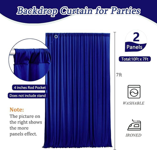10 x 7 Feet Blue Backdrop Curtain for Partie, Background Curtains for Photoshoot, Birthday, Wedding, Halloween, Thanksgiving, Christmas Day, New Year Party Decorations 5Ft x 7Ft, 2 Panels