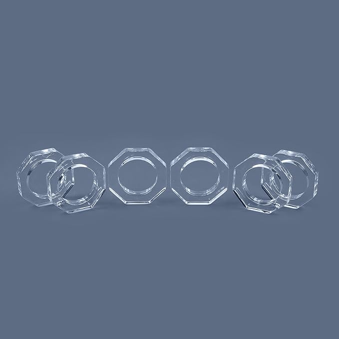 Acrylic Napkin Rings Set of 12 - Crystal Decorative Serviette Holders Ideal Décor for Weddings, Family Gatherings, Formal Dinners, Banquets & Everyday Dining (Transparent) - ALPHA Living HOME