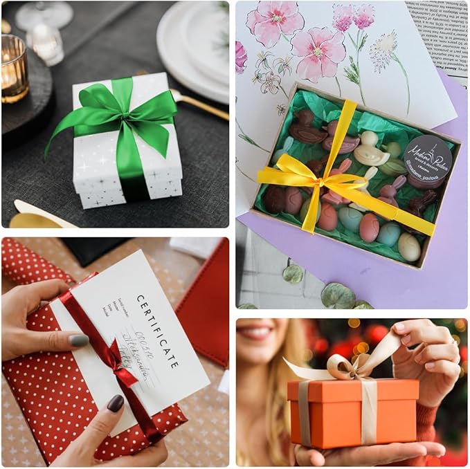 KMER LIFE 1-1/2" Wide x 50 Yards Ivory Single Faced Polyester Satin Ribbon for Wedding Decor, Wreath, Crafts, Gift Wrapping & Other Projects