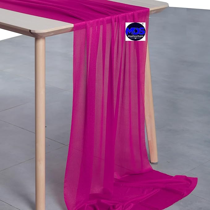 MDS Halloween Chiffon Table Runner - 12 Pack, 29 x 170 Inches, 14ft Each - Sheer Spooky Table Runners for Haunted House Parties, Trick-or-Treat Tables, Witchy Décor, Wedding & Events - Magenta