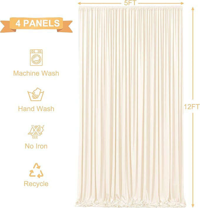 20ft x 12ft Champagne Backdrop Curtains Wrinkle Free Backdrop Curtain for Wedding Parties Fabric Backdrops Drapes Back Drop Cloth Bridal Shower Stage Curtains Wedding Decorations for Reception