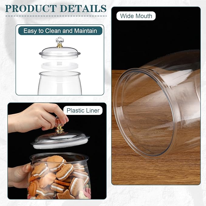Nuogo 6 Pcs Plastic Candy and Cookie Jar with Lids Decorative Apothecary Jars Candy Buffet Containers Clear Airtight Food Storage Canister Home Decoration(64 oz,Classic)