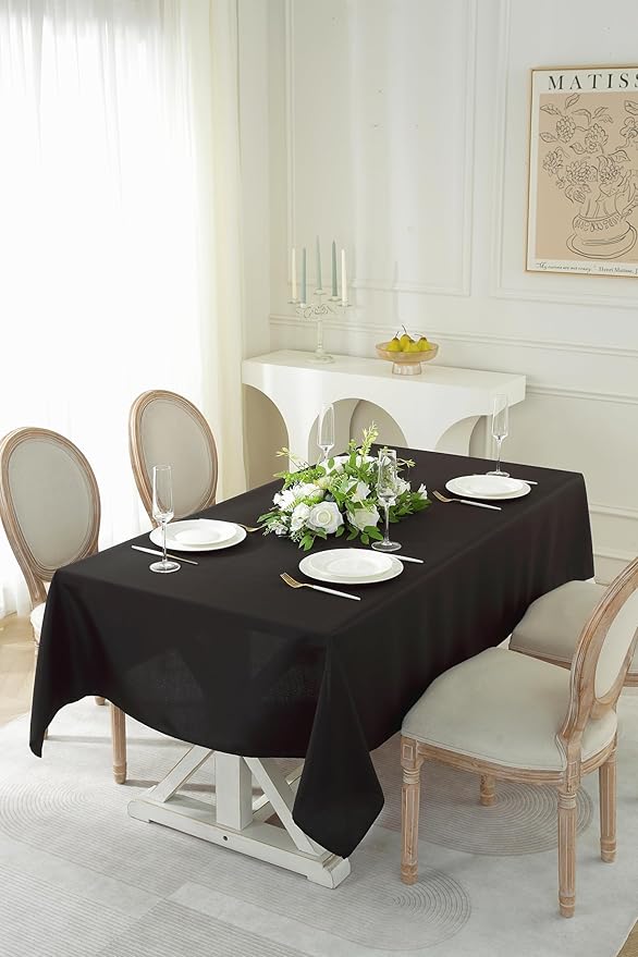Craft And Party Rectangle Tablecloth, 70 x 90 Inch Black Tablecloth, Polyester Fabric Washable Table Cloth for Home, Party, Wedding or Restaurant Use.