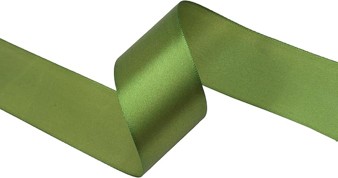 Olive Green Satin Ribbon 1-1/2 inch X Continuous 100 Yards, Single Face Polyester Ribbon Perfect for Gift Wrapping, Flower Bouquet, Wedding Decor, Crafts, Bow Making, Sewing and More