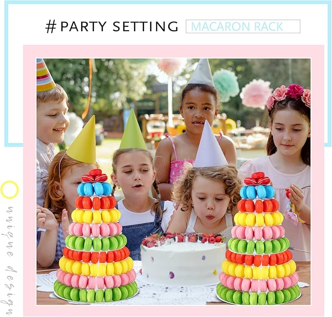 Juexica 10 Tiers Round Macaron Tower Stand Plastic Cake Display Rack Macaron Display Wedding Cupcake Stand Food Serving Stands Clear Dessert Stands for Wedding Baby Shower Birthday Decor