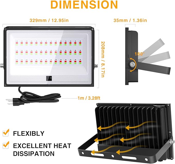 Onforu 6 Pack RGBW LED Flood Light Outdoor, 100W Color Changing 2700K Warm White Upights with Remote, IP66 Stage Lighting, Landscape Spotlights, Uplighting Indoor Floor Lighs for Christmas