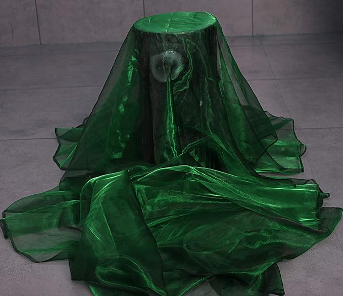 VDS Hunter Green Organza Fabric, 25 Yards Continuous, 45” Wide, Wedding Party Decoration Iridescent Crystal Sheer Shiny Organza Tulle Bridal Dress DIY Crafts Costume Sewing Backdrop Arch Cloth