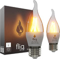 Fliq | LED Flame Light Bulb | 2 Pack | 2W | 4 Modes | Flickering Flame Bulb | 2023 Release | (Standard Clear E26)