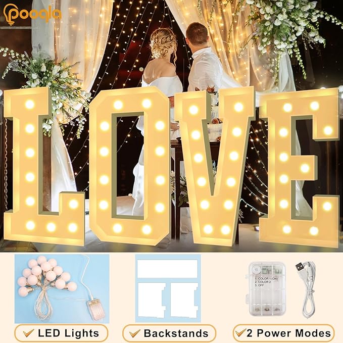Pooqla 4 FT Marquee Light Up Letters, Cool White and Warm White Giant LED Sign Marquee Letter 4 Feet Tall, Big Mosaic Letter A for Balloons Birthday Party Anniversary Wedding Decorations