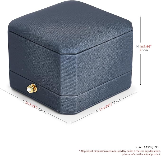 Oirlv Premium Leather Double Ring Box for Wedding Ceremony Engagement Couple Rings Holder Jewelry Gift Box(Blue,Double)