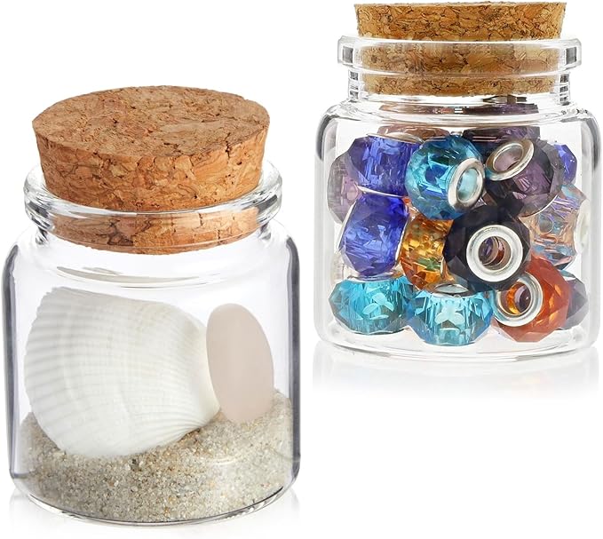 Bright Creations Spell Jars - 50ml, Clear, 12 Pack - Mini Glass Jars with Cork Lids & Apothecary Bottles for DIY Witchcraft, Bridal Shower Favors & Wedding Party Favors for Guests