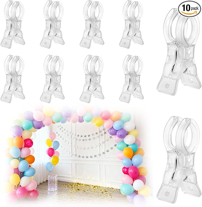 10pcs Balloon Arch Clips, Plastic Spring Garland Clamps Transparent Heavy Duty Clips for Balloon Arch Photography Wedding Engagement Backdrop Crafts Decoration