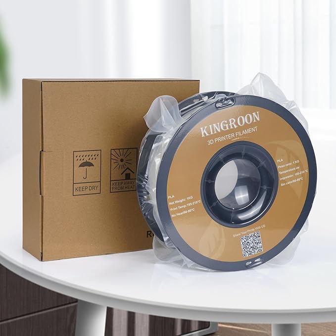 Kingroon PLA Filament 1.75mm 3D Printer Filament 1kg Pla Filament Dimensional Accuracy +/- 0.02mm, Fit Most FDM Printer,Skin